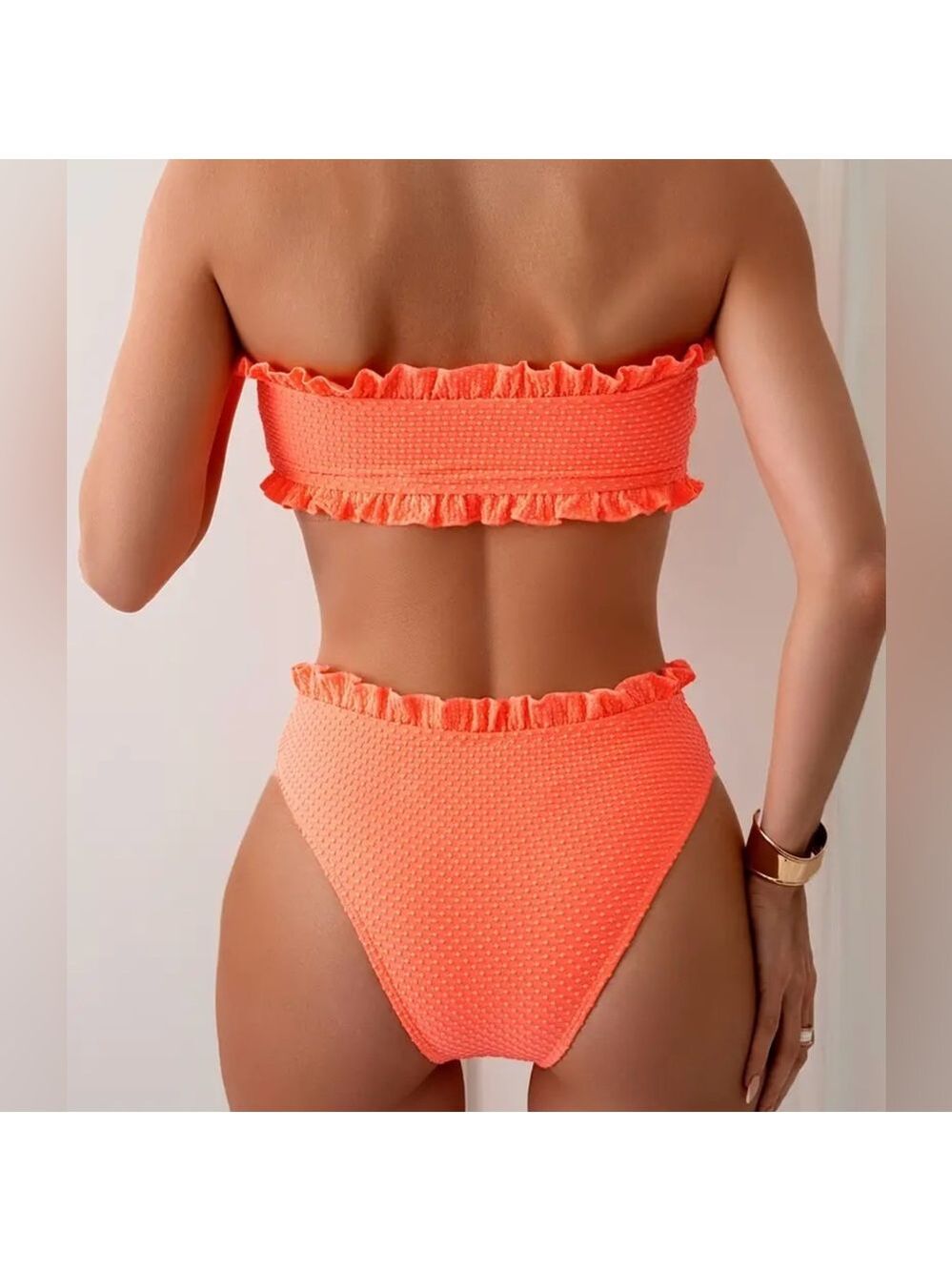 Orange Tie Front Bandeau High Waist
Bikini Set - Picture 2 of 6